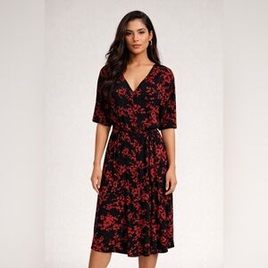 MSK Elegant Black and Red Floral Dress size XL